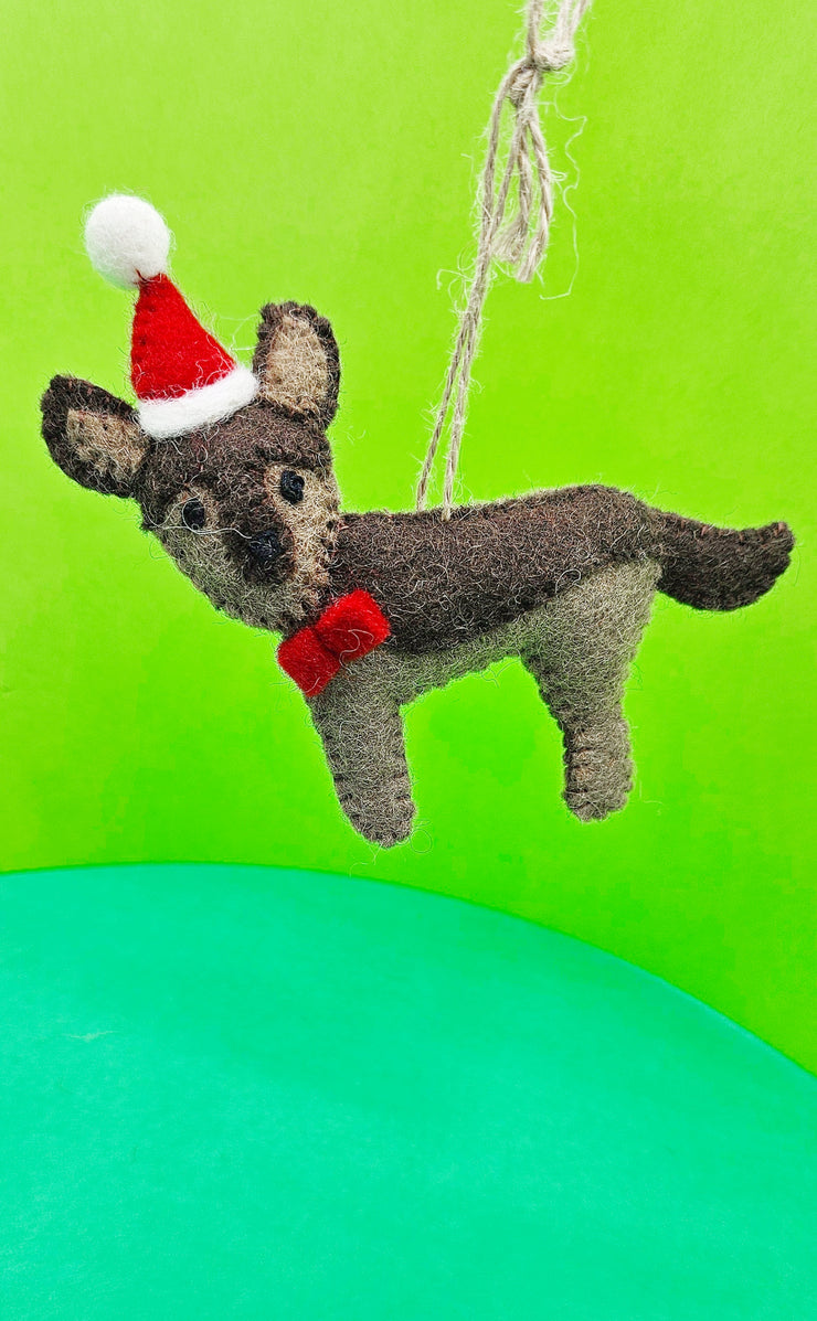 German Shepherd Santa Hat Ornament