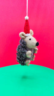 Hedgehog Santa Hat Ornament
