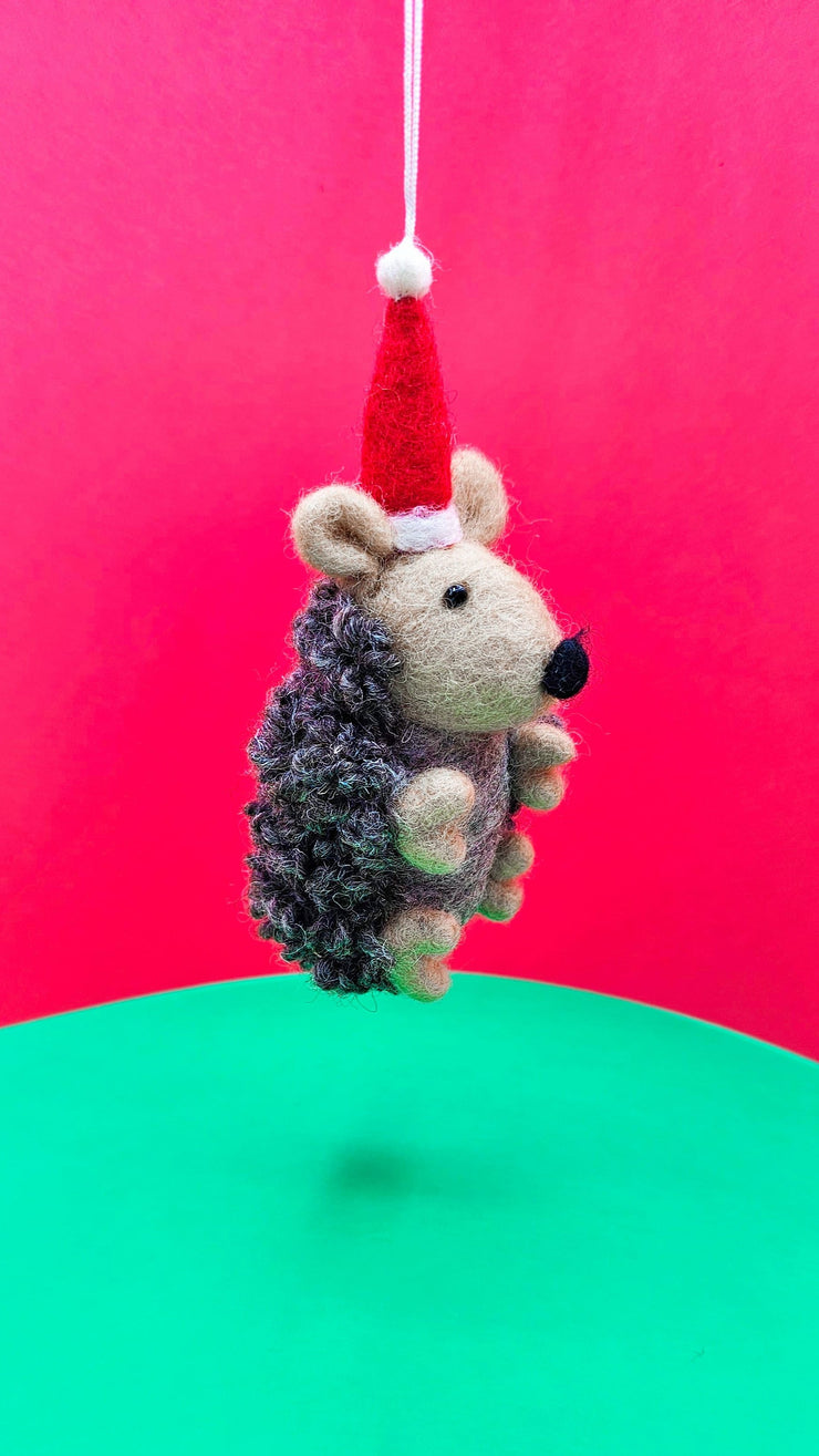Hedgehog Santa Hat Ornament