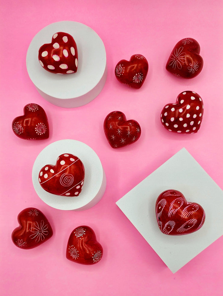 Soapstone Large Heart Dots