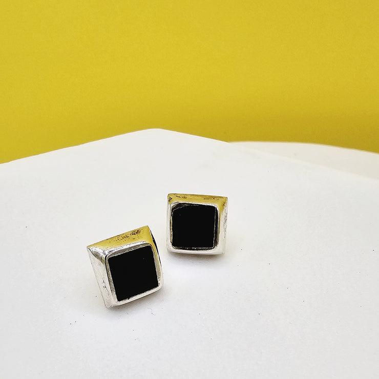 Marla Sterling Silver Black Square Stud Earrings