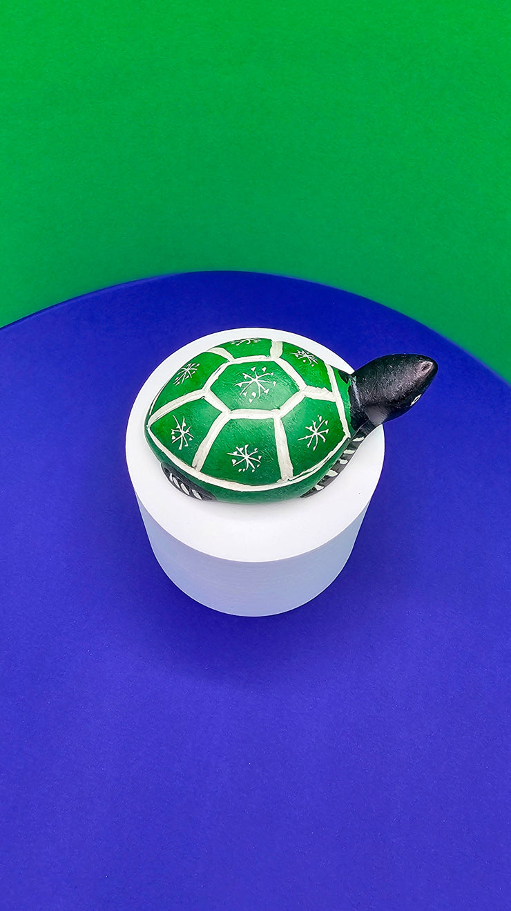 Soapstone Large Turtle Green and White