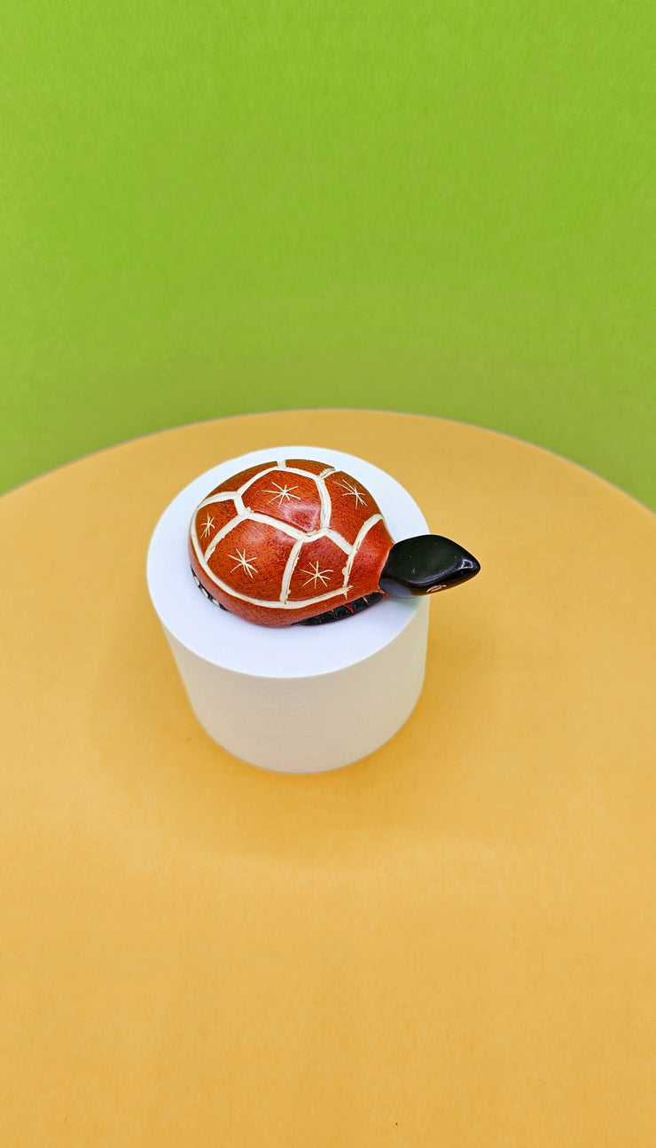 Soapstone Large Turtle Orange and White