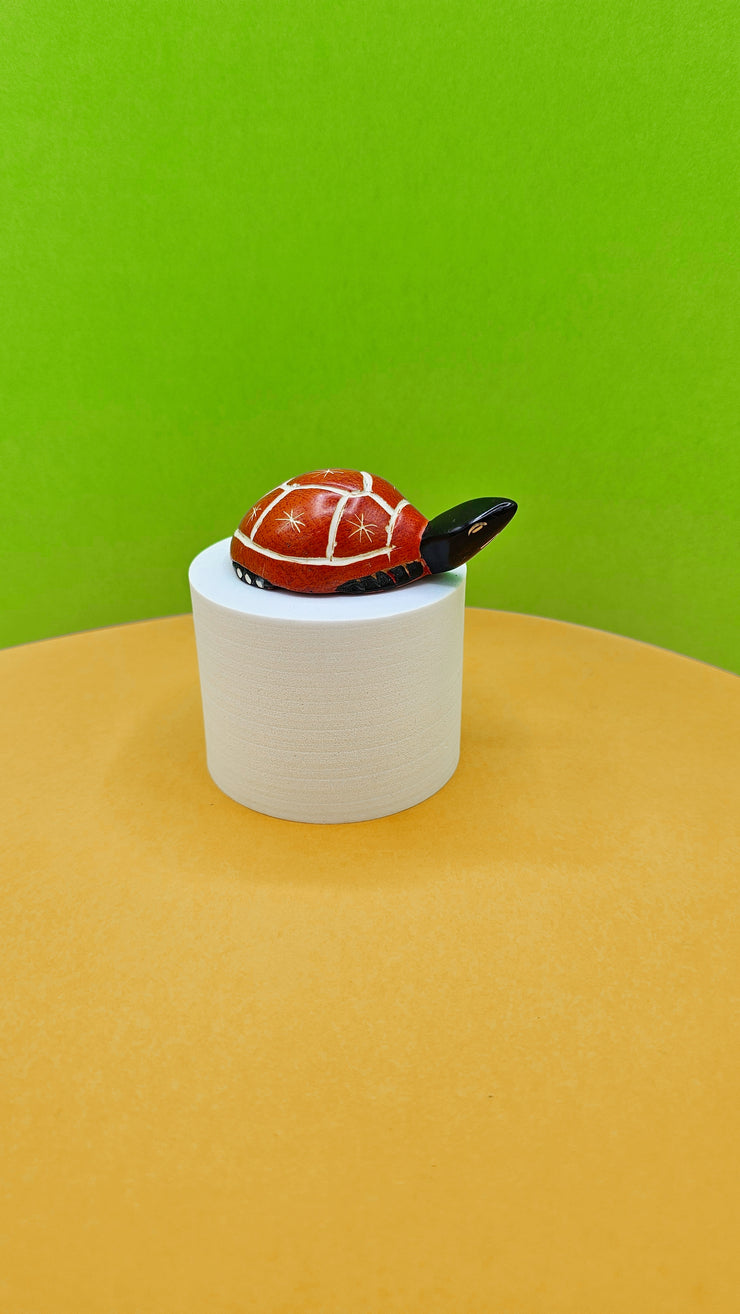 Soapstone Large Turtle Orange and White