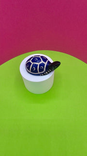 Soapstone Large Turtle Dark Blue and White