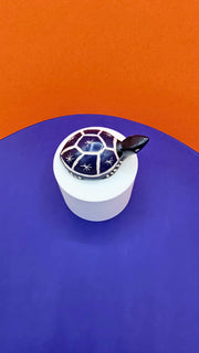 Soapstone Large Turtle Navy and White