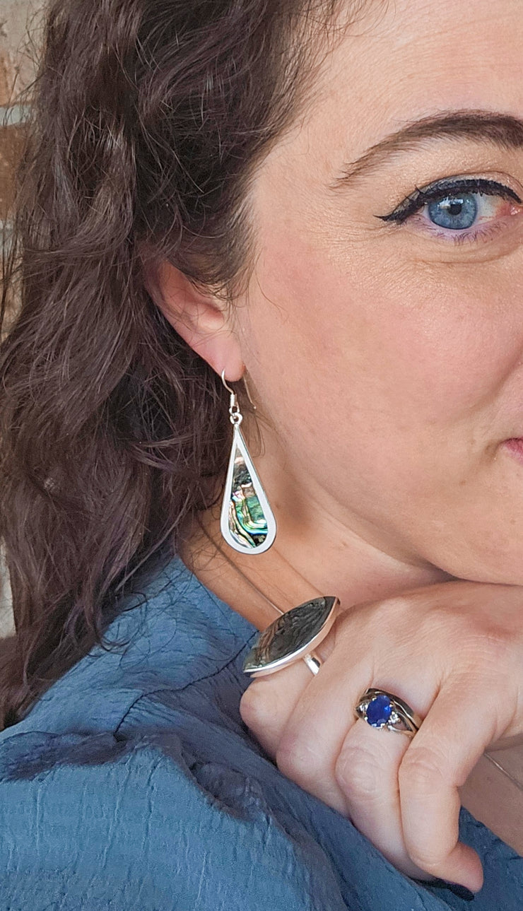 Sohini Abalone and Mother of Pearl Teardrop Earrings