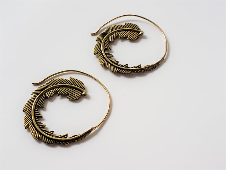 Swapna Feather Earrings Brass